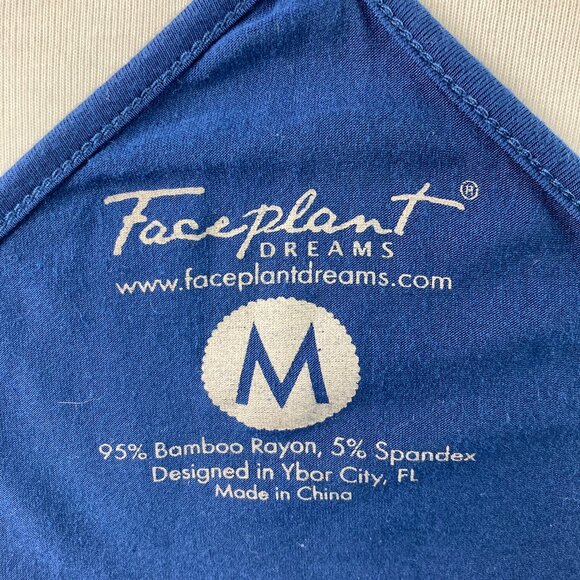 FacePlant Dreams Blue Bamboo Lace Chemise Nightie Spaghetti Straps Size M - Picture 8 of 11